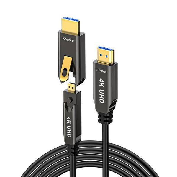 HDMI to HDMI 2.0 광케이블, 다크그레이메탈, 배관용 한쪽 분리형 멀티소켓 [5m]